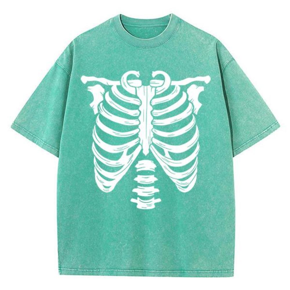 Skull Bone Pattern Design Print Tee Shirt Cotton Soft T Shirt Originality Breathable T-Shirts Art Fashion Short Sleeved