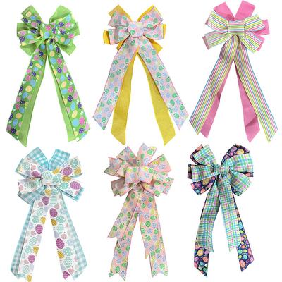 1PC Easter Easter Rabbit Pattern Bow Colored Rabbit Egg Ribbon Garland Decoration