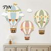 Montessori Early Education Wall Decoration 3Pcs Cute Hot Air Balloon Wooden Decor, Cloud Banner Nursery Pennant Hanging Hanging, Playroom Background