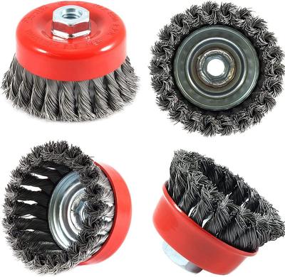Twisted Steel Wire Wheel M10-M14 Brush Strong Paint Remove Rotary Twist Knot Deburring 2.5-6 Inch For Metal Angle Grinder