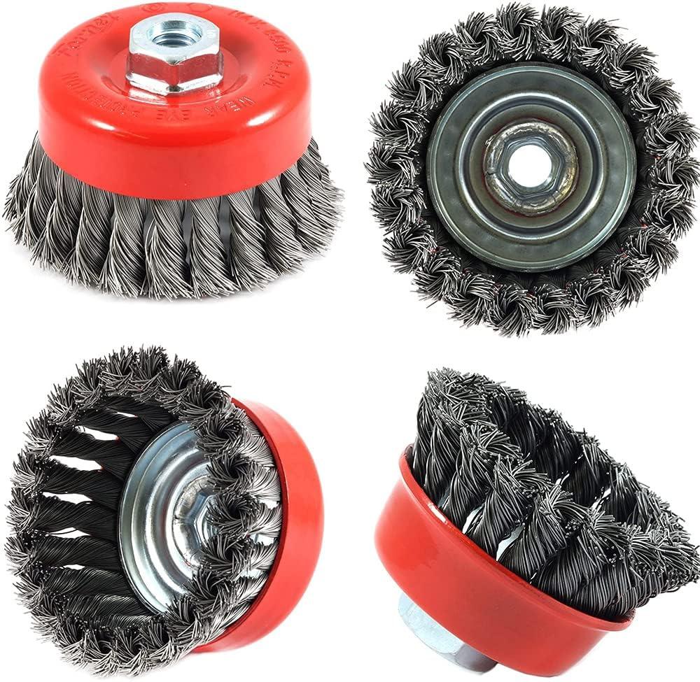 Twisted Steel Wire Wheel M10-M14 Brush Strong Paint Remove Rotary Twist Knot Deburring 2.5-6 Inch For Metal Angle Grinder