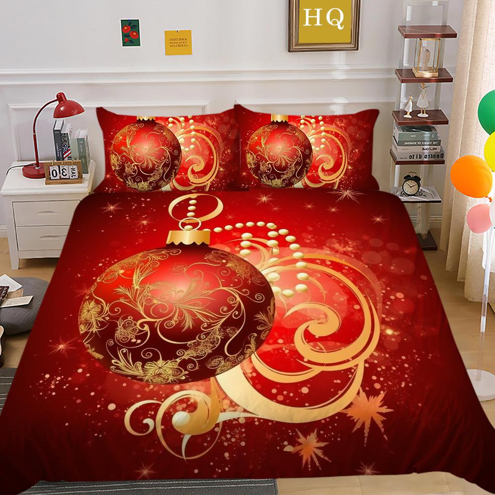 

Рождественская печать 3D-печать Полиэстеровая наволочка Пододеяльник Набор из двух или трех предметов EU Single 135*200