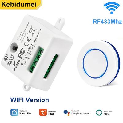 RF 433MHz Drahtloser Lichtschalter 220V 110V 10A Relais-Controller Mini Runder Knopf Wandpaneelschalter Fernbedienung Für LED-Lampe