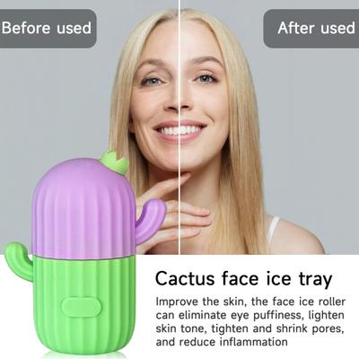 Silicone Face Ice Roller Mold Cactus Shape Ice Compress Puffy Eye Bag Removal Pores Shrink Face Massager Ice Cube Mold Skin Care Tool