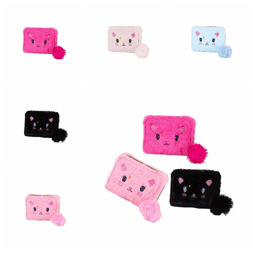 

Zipper Zipper Coin Purse Plush Ball Cartoon Card Holder Ins Plush Cat Wallet Female/Children