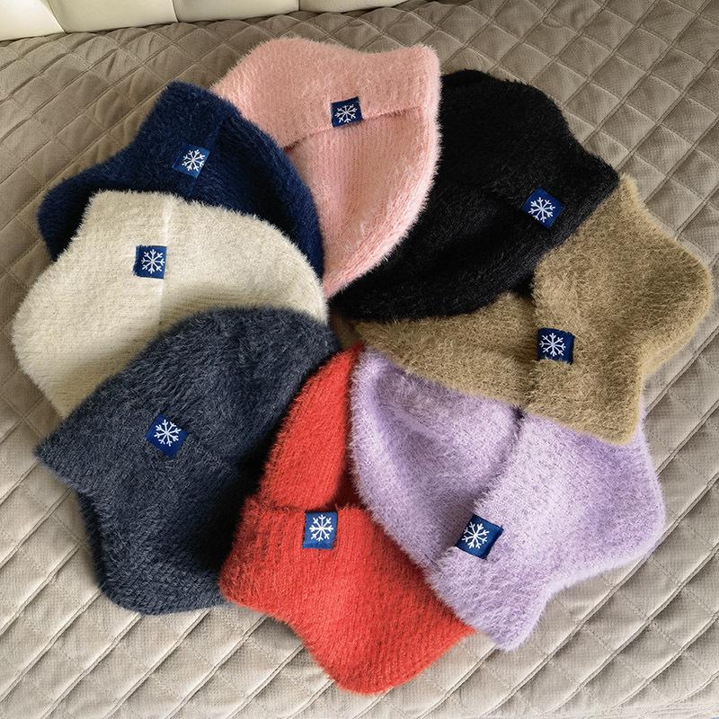 Outdoor warm knitted hats, winter wool earmuffs, men's and women's autumn and winter hats, stretch thick windproof hats, cycling hats