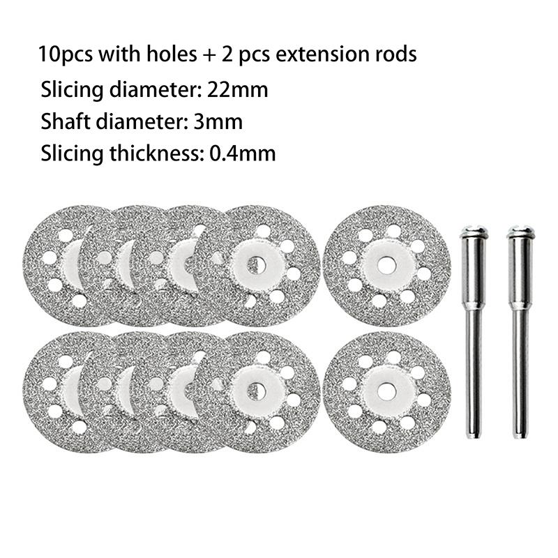 12pcs 22mm Cutting Disc 3mm Grinding Wheel Mandrel For Metal Cutting Rotary Tool Electric Grinder Parts