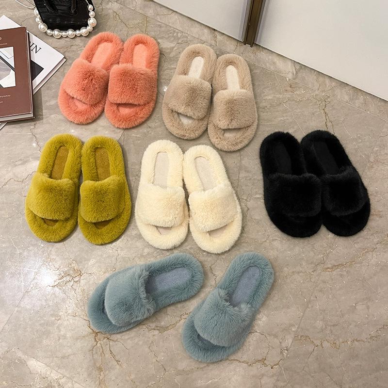 Mao Mao Slippers Women's Outer Wear 2025 New Autumn and Winter Cotton Drag Net Red Fashion Thick Bottom Ins Home Plush Slippers