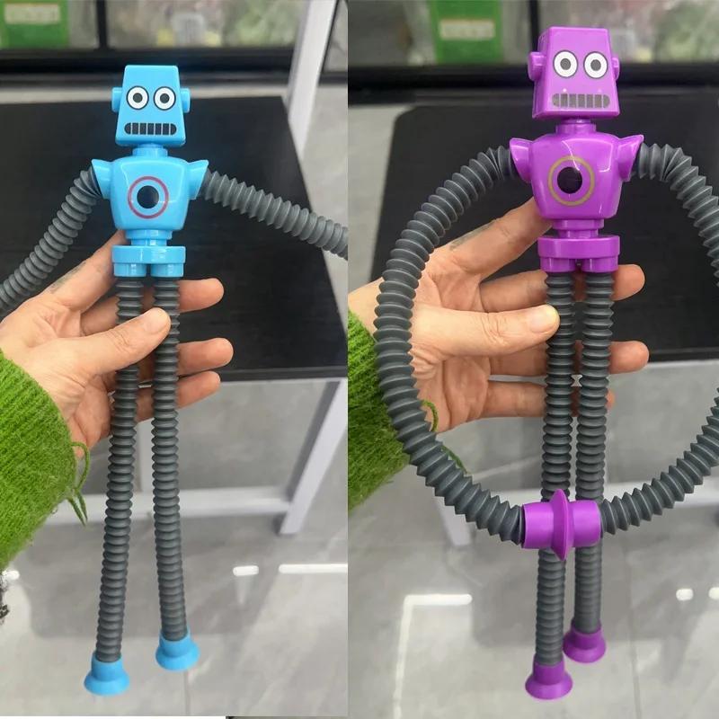 2pcs/lot Suction Cup Telescopic Tube Robot Shape Stretch Tube Giraffe Educational Decompression Toy Anti-stress Squeeze Toy