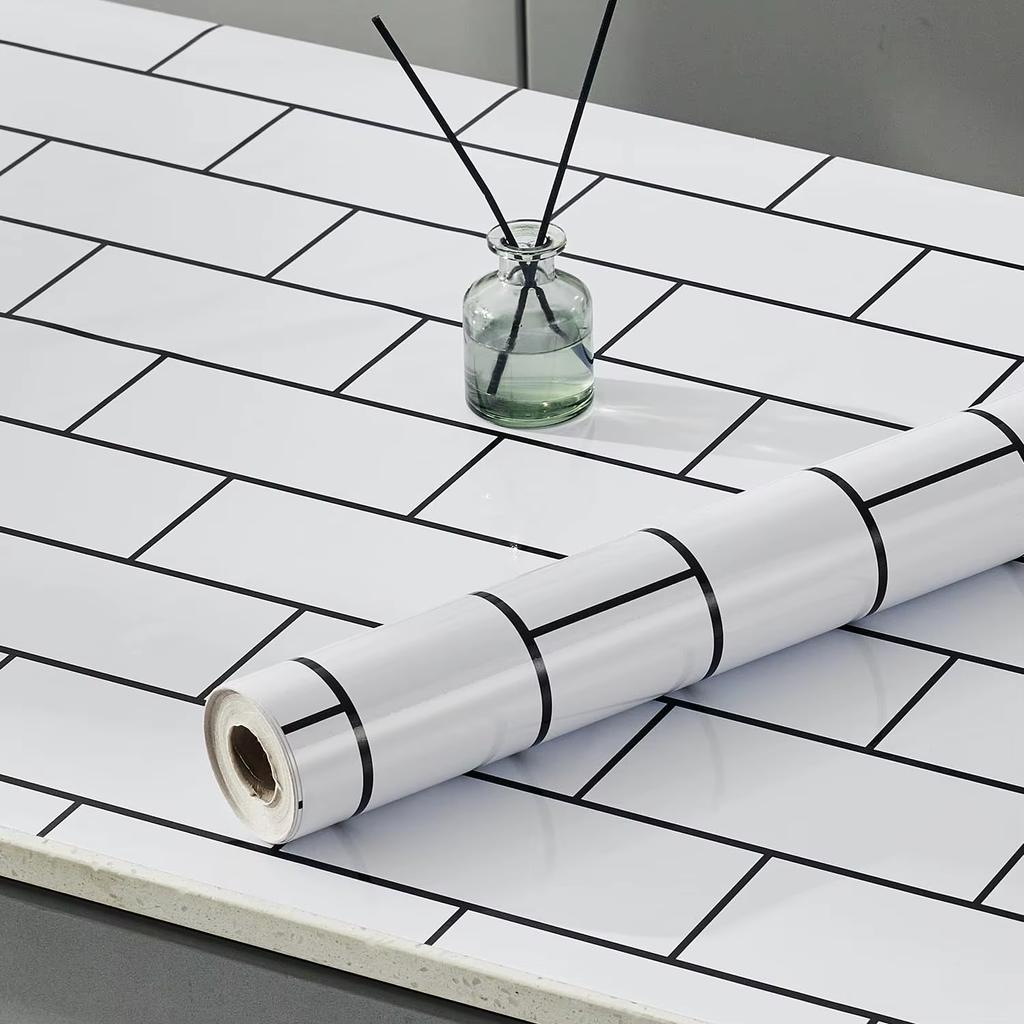Küchenölfest Weißer Ziegelaufkleber Wasserdicht Selbstklebend Hochtemperaturbeständig Wandaufkleber Imitationsfliesen Tapete