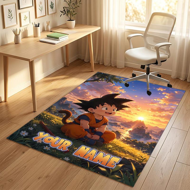 Personalized Crystal Velvet Carpet,Dragon Ball Custom Printed Name, Plush Area Rug For Home Indoor Decor