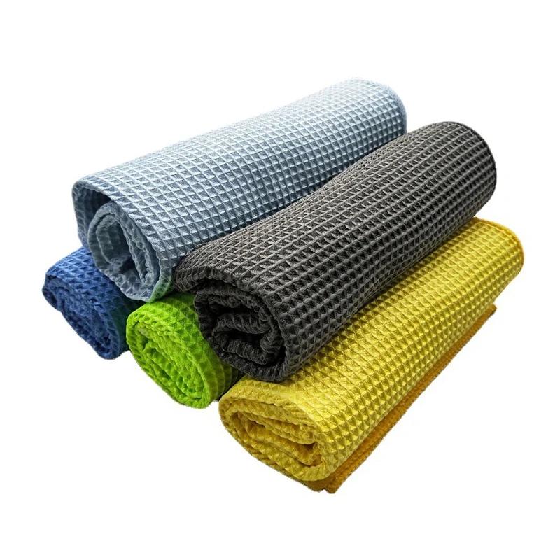 Car Wash Towel Glass Cleaning Water Drying Microfiber Window Clean Wipe Auto Detailing Waffle Weave for Kitchen Bath 40*40cm