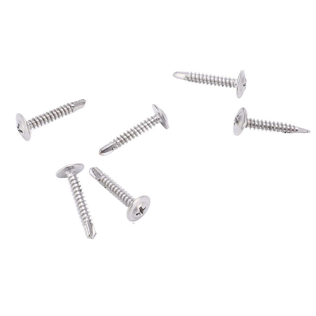 100Pcs Self Drilling Screw M4.2x25 Round Washer Stainless Steel Fastener Accessory Set Kit