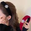 Velvet Red Snowflake Headband for Women - 2023 Winter French Retro Luxury