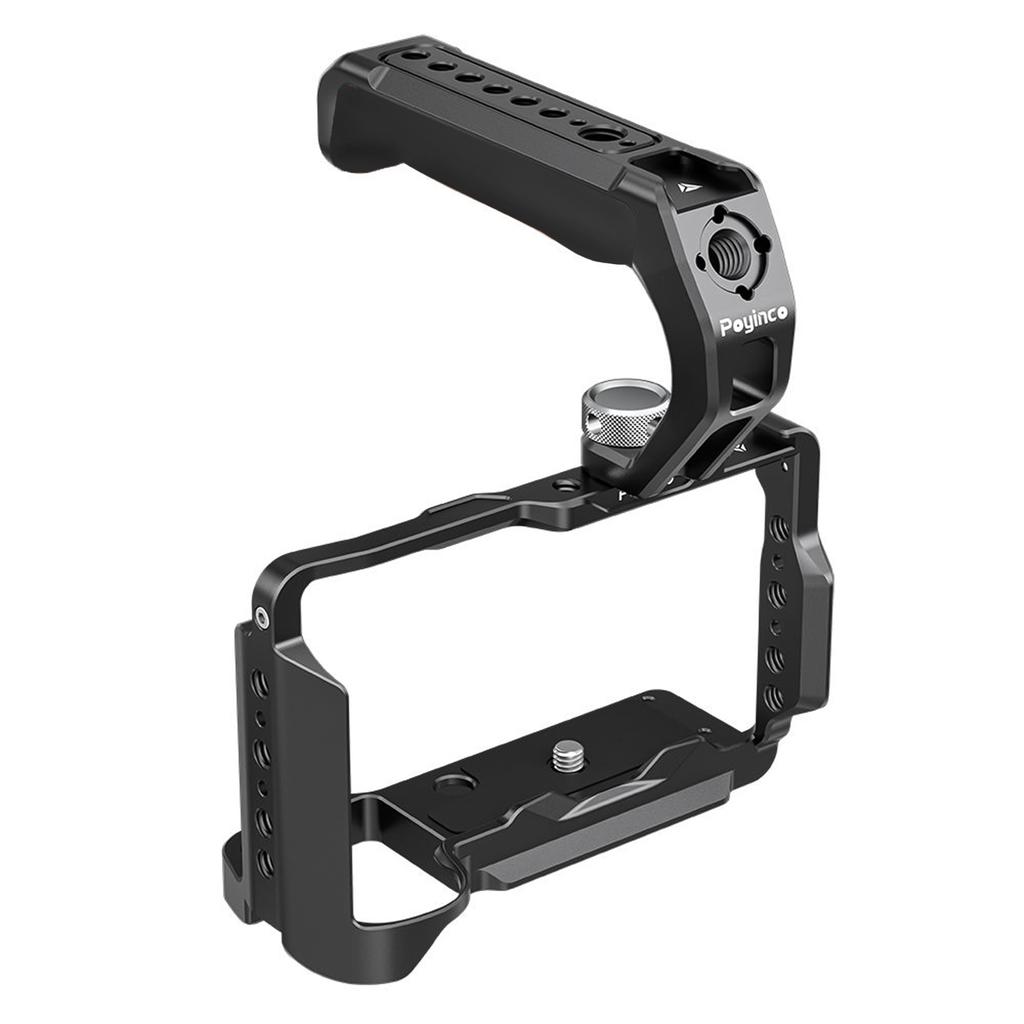 Poyinco JN-138 Camera Video Cage + Top Handle Kit Camera Cage Aluminum Alloy with Cold Shoe Mounts