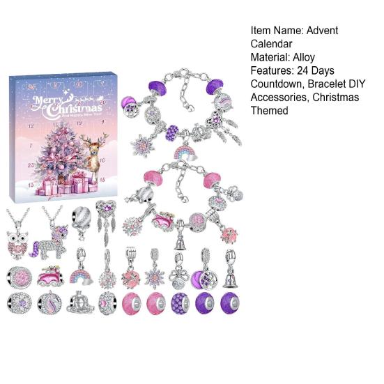 Bracelet DIY Advent Calendar 2025 Bracelet Making Kit Christmas Charm Beads Countdown Calendar Jewelry Making Kit for Adults Teens Girls Xmas Gifts