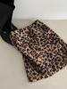 LUXI Women's Slim Leopard Print Plush Circle Skirt - American Retro Style, Winter Hip-Hugging Short Skirt.