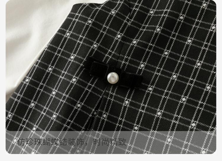 David Bella Children's Dress Autumn Dress Girls' Checkered Dress Baby Stylish Fake Two Skirts