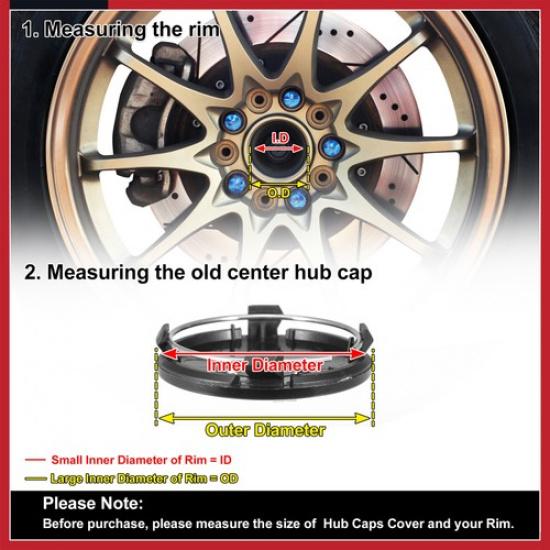 4 Pcs 60mm 61mm Wheel Center Hub Caps Hubcaps Covers Universal for Car Black