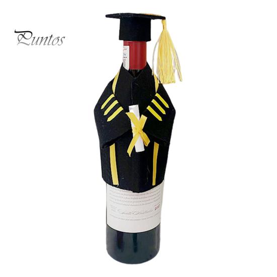 2 stk/sett Filt Konfirmasjon Vinjakke Flaskekork Vinkåpe Flasketrekk Sett Kjole Hatt Toppere med Mini Dusker Doktorfestdekorasjon