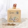 Spersonalizowana Skarbonka Zwierzę z Imieniem Skarbonki dla Dzieci Pudełko na Kolekcję Monet Drewniany Banknot Bank Dziecięce Urodziny Chrzciny Baby Shower Prezent