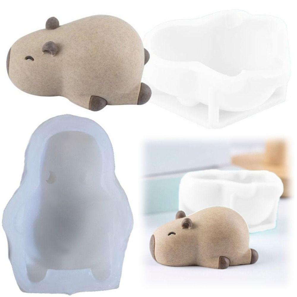 2Pcs Creative Capybara Pudding Mould Non-Stick 3D Animals Silicone Molds  Desktop Decoration