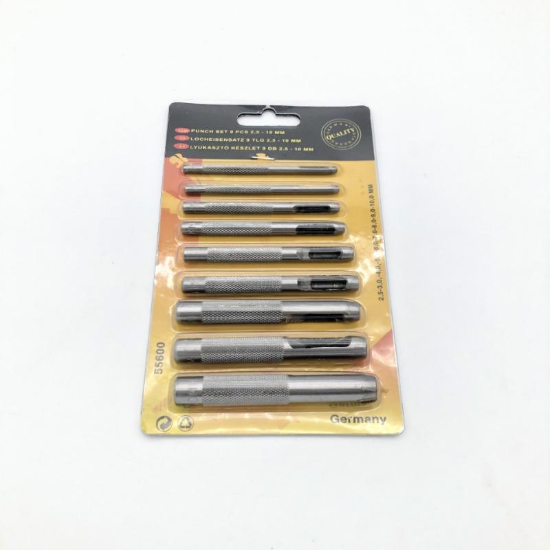 1SET/9PCS Hand Tools Sharp Belt Punch DIY Leather Tools Head Hardening Punch Chisel Punch Round Punch