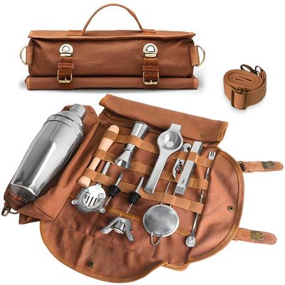 Shoulder Bartending Equipment Storage Bag Canvas Bartending Tool Storage Bag Multifunctional Portable Bartending Equipment Storage Bag