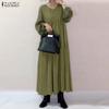 Women Casual V-Neck Loose Long Sleeve Dress