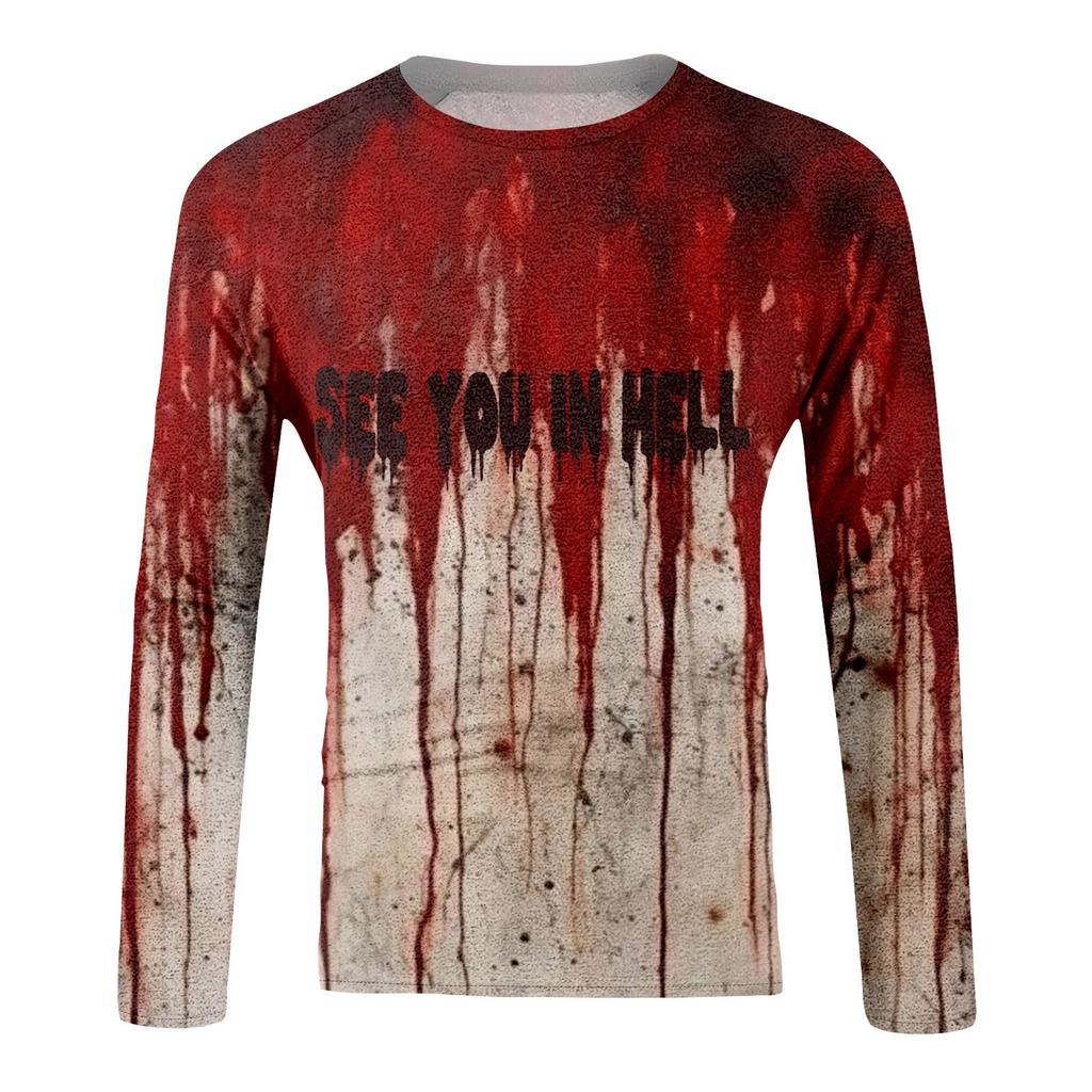 Halloween Print Raglan Sleeve Men's Long Sleeve Top
