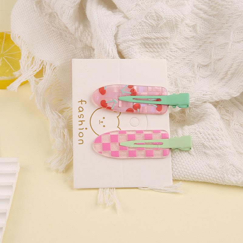 Lot de 2 pinces à cheveux série Jus pour filles, Pinces invisibles, Pinces bec de canard, Pinces à cheveux Pêche et Raisin, Pinces latérales, Accessoires pour cheveux