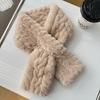 Thickened version of soft waxy wool scarf women's solid color versatile cross short imitation otter rabbit scarf autumn and winter fur collar