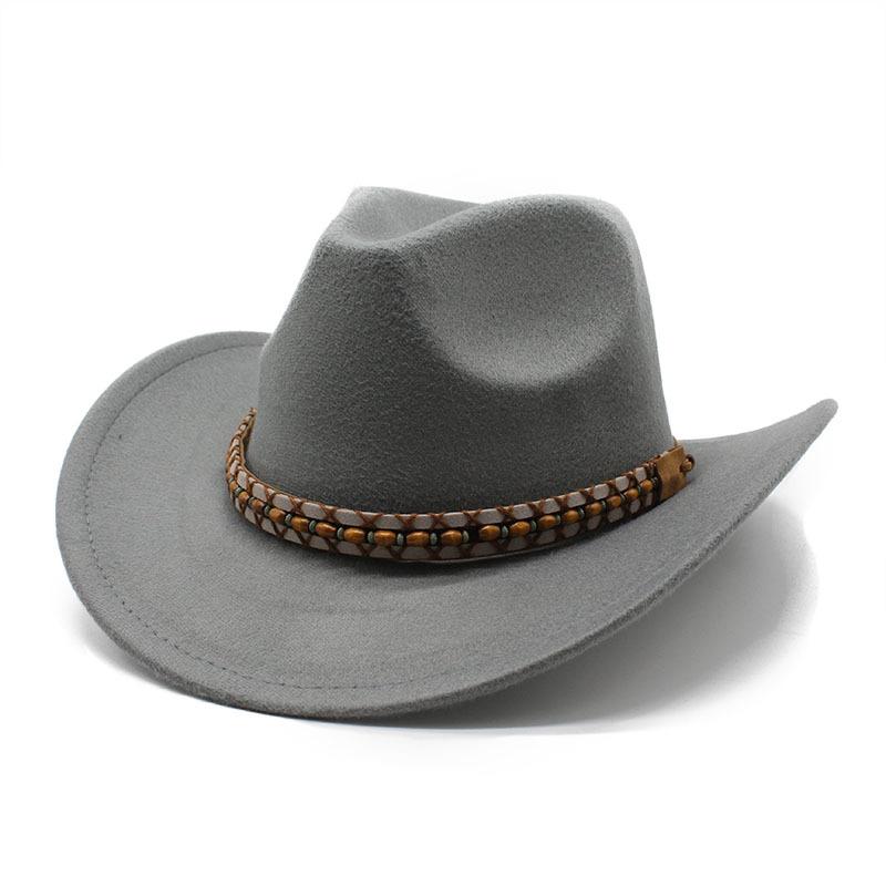Popular Belt Buckle Big Edge Curling Top Hat, Western Cowboy Hat, Woolen Hat, Jazz Hat, Felt Hat