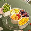 1pc Rotating Snack Tray Storage Box with Lid and Handle Multi-Compartment Fruit Vegetable Tray Stackable Snack Box
