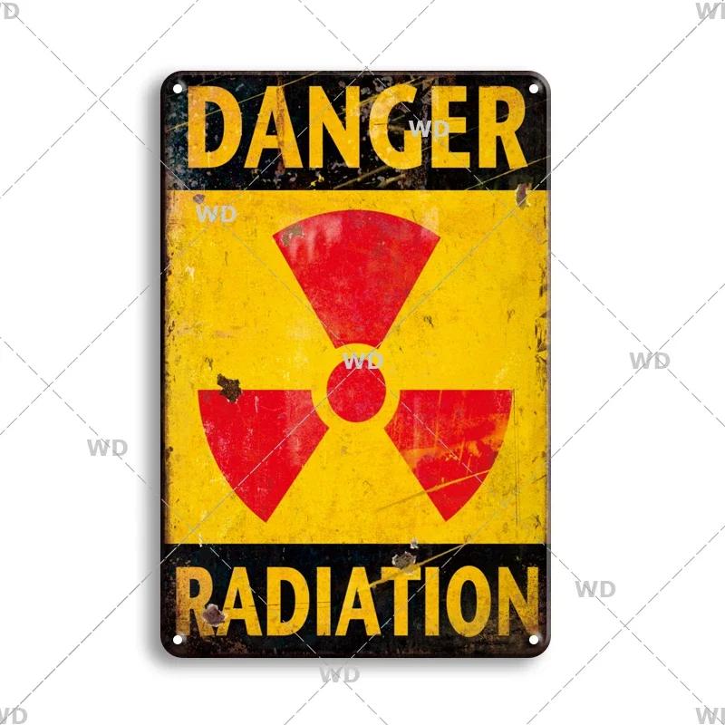 Hisun Tin Sign High Definition Metal Tin Sign Funny Warning Caution Signs Set Retro Danger Electric Shock Hedge Cutting Wall Art Decor for Gar