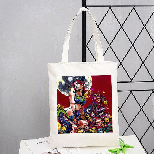 

Сумка-шоппер с принтом «Jojo Bizarre Adventure», женская парусиновая сумка-тоут с принтом, эко-сумки на плечо, корзина для покупок, сумка для продуктов 24*26cm