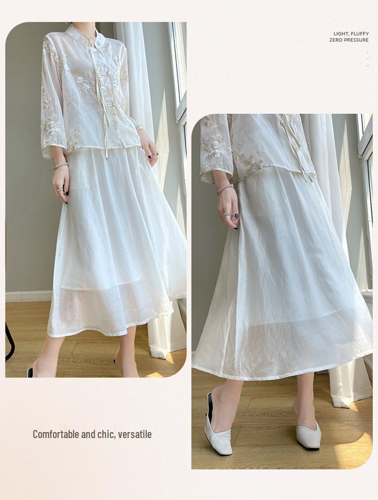 Women's Summer A-line Silk Satin Midi Skirt - High Waist, Solid Color