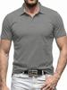 Men Casual Solid Color Short Sleeve Turn Down Collar Polo Shirt