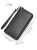 Men's First Layer Cowhide Clutch Bag Men's Leather Long Wallet Multi-functional Causal Fashion Clutch Bag Long Purse with Strap