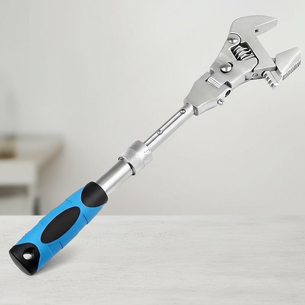 

5 in1 Adjustable Ratchet Wrench Swivel Head Stainless Steel Mechanics Plumbers DIY Extendable Rust Resistant Tool серебряный