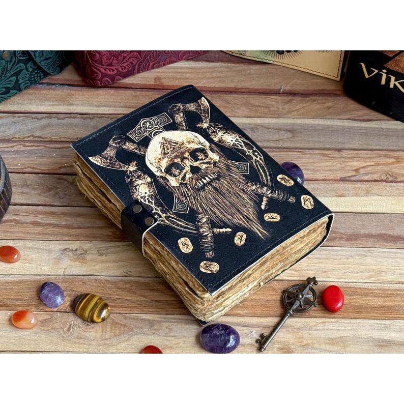 Handmade Leather Journal Valhalla Viking Vegvisir Journal For Traveling Sketchbook Blank Notebook For Men Women Birthday Anniversary Gift