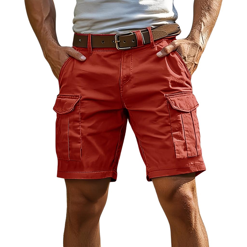 Mens Cargo Shorts with Multiple Pockets Relaxed Fit Belted Waist Casual Outdoor Wear for Daily Activities