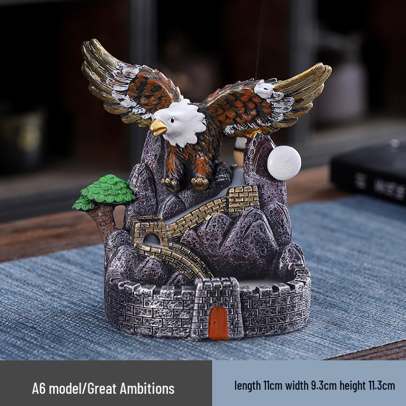 Large Resin Backflow Incense Burner with Mountain Design for Indoor Home Decoration