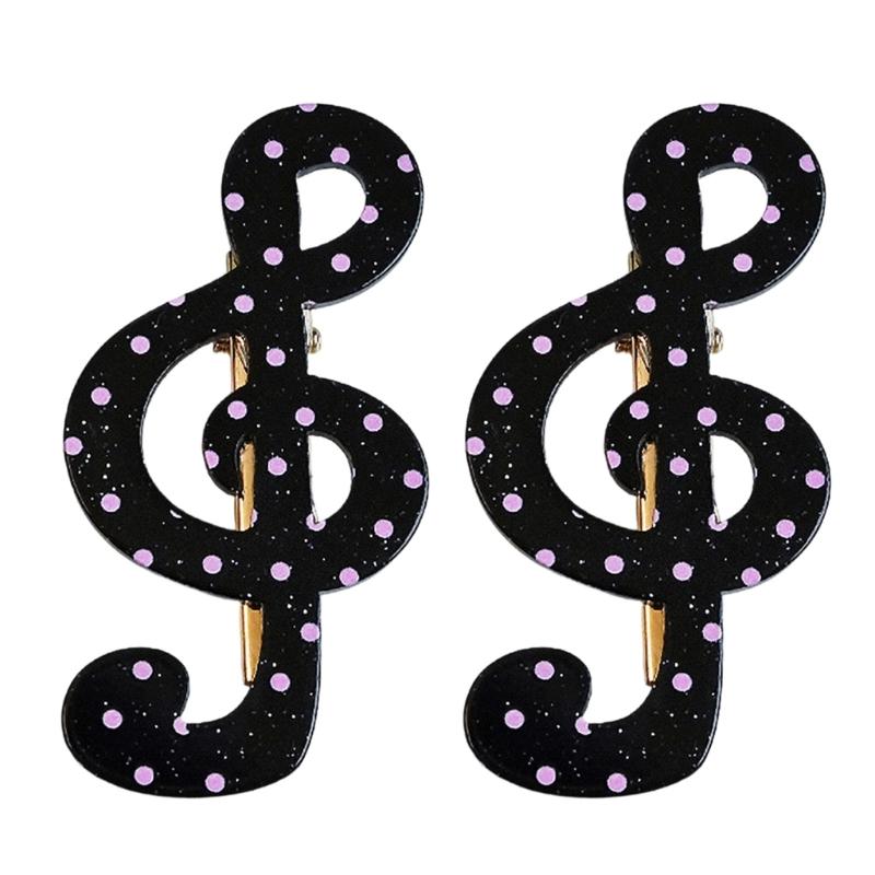 Cute Star Dot Striped Music Note Hair Clip Set Of 2pcs For Women Girls Kids Lightweight Acrylic Hair Accessories