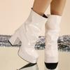 thick-soled thick-heeled short boots women's autumn new fashion foot-fitting thin boots patent leather super high-heeled Martin boots