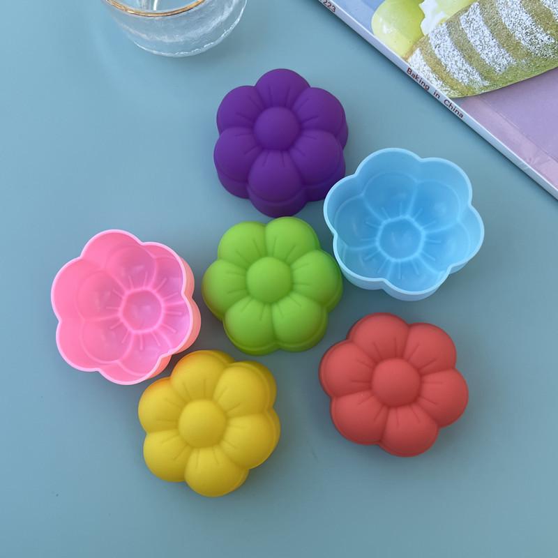 Colorful Silicone Rose Baking Molds - 5CM Cake & Muffin Cups, Pudding, Jelly, and Soap Molds