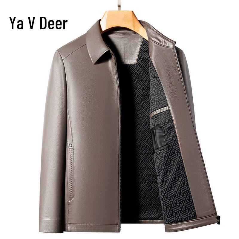 

Yalu Men s Business Casual Stand Collar Leather Jacket 4XL