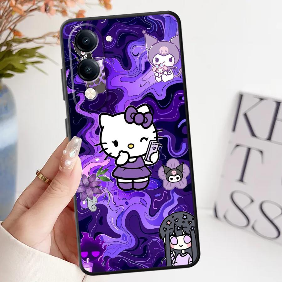 

Case for Vivo Y75 Y81 Y51S Y78 V25 V30 Y52S Y93 Y71 Y91 Y50 Y95 V21E V23 V27 V29 Y53S Soft Back Phone Cover Hello Kitty Kuromi vivo Y53s