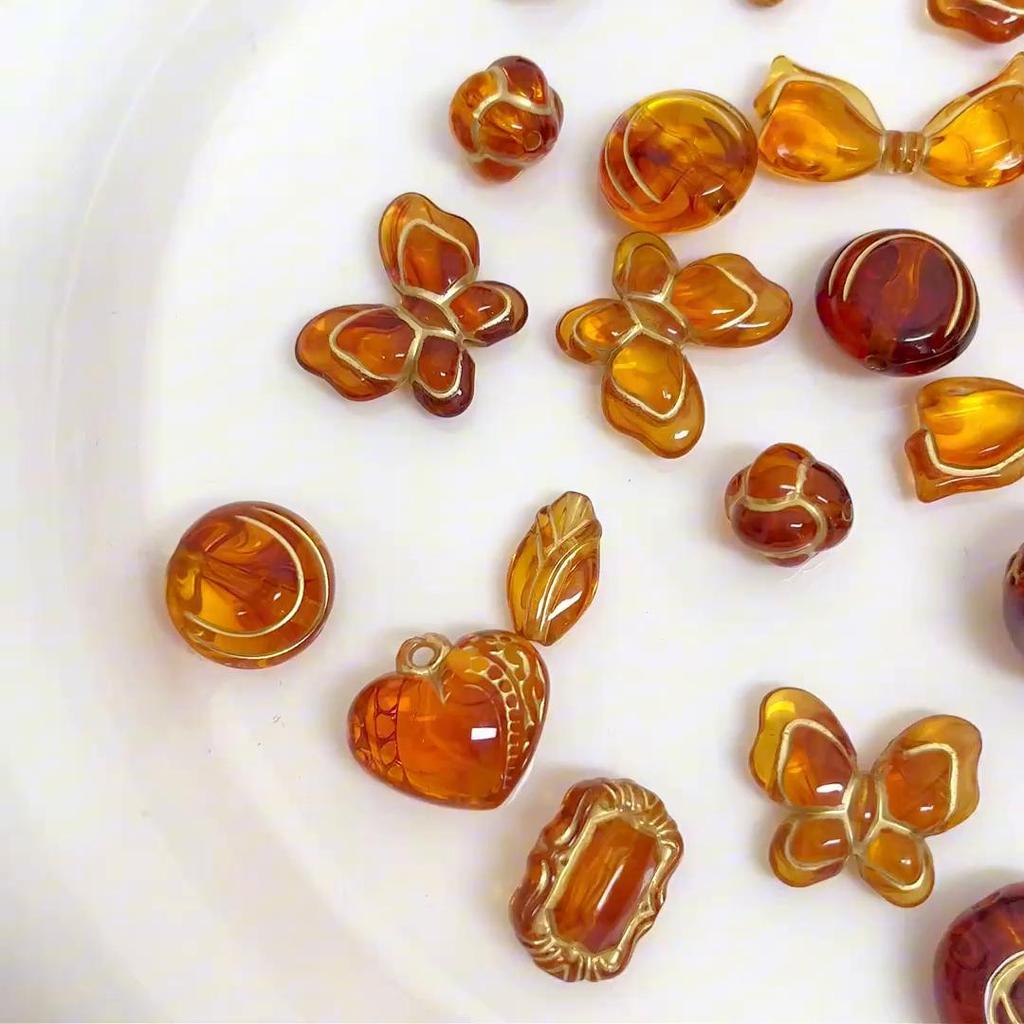 20g Perline Acriliche Sfuse, Trasparente Stile Vintage Smerigliato Oro in Rilievo, Adatte Per Braccialetti, Collane, Ciondoli e Accessori per Gioielli Fai da Te