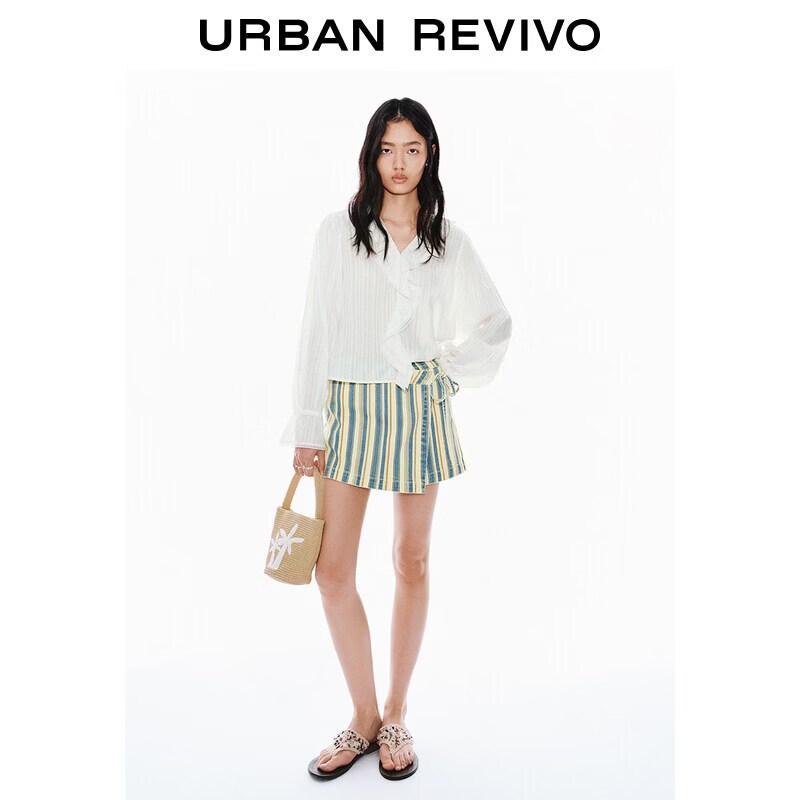 UR Women s Textured Lace Trim Cardigan Shirt S грязно-белый